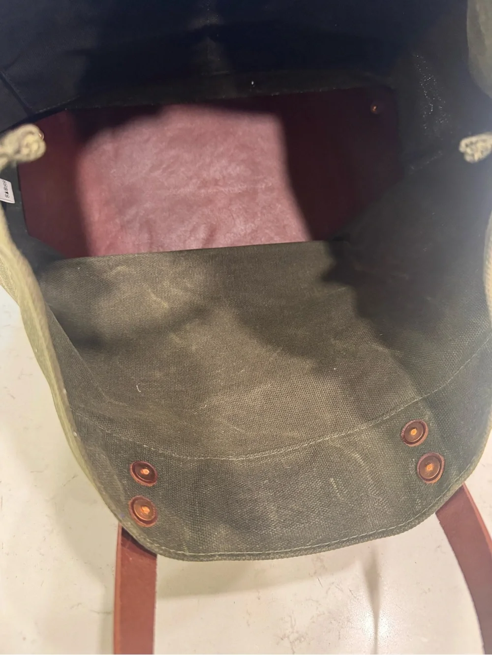 Hardmill Olive Green Waxed Canvas Duffel Tote with Brown Leather Handles